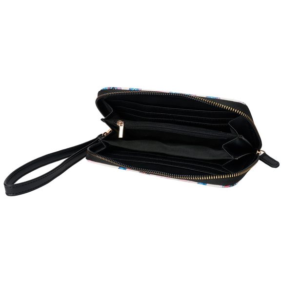 Wallet Wristlet Zip Clutch Faux Leather Stitch Multicolor T_T - Picture 2 of 8